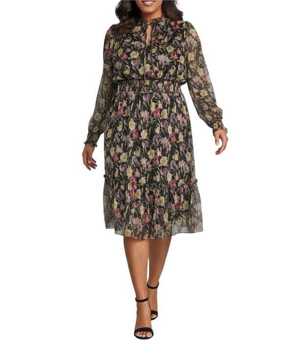 ルーシーパリ レディース トップス ワンピース Vネック フラワー柄 プラスサイズ プリント ミディ フラワー Lucy Paris Plusize Dallas Floral Print VNeck