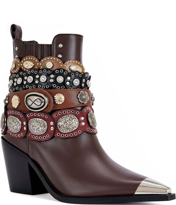 アザレア ワン レディース シューズ ブーツ・レインブーツ キャップ Azalea Wang Dusan Cocho Straps Pointed Cap Toe Western Booties Ch