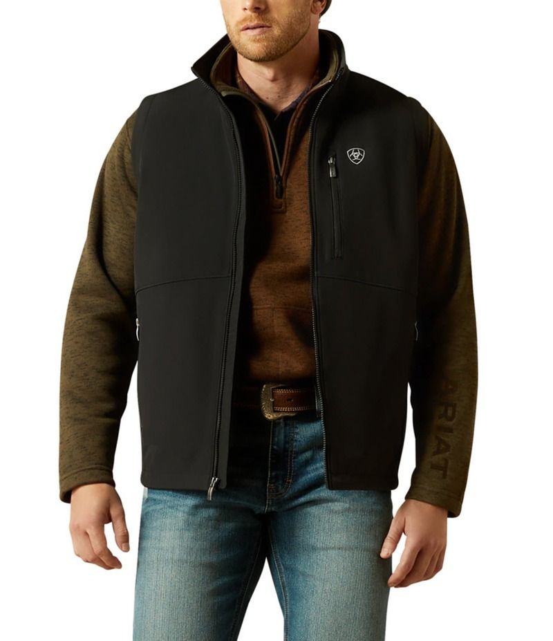アリアト メンズ アウター ベスト トール ロゴ Ariat Big Tall Softshell Logo Vest Black ブラック