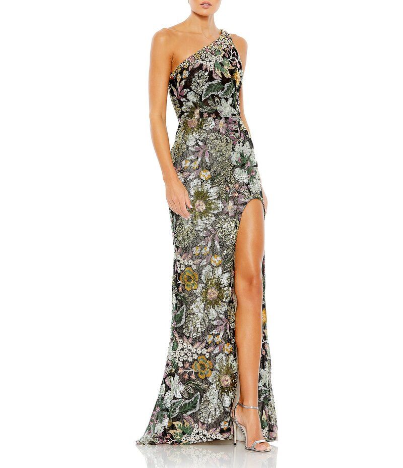 マックダガル レディース トップス ワンピース オープンバック フラワー柄 スパンコール ノースリーブ フラワー Mac Duggal Floral Embellished Sequin One Sh