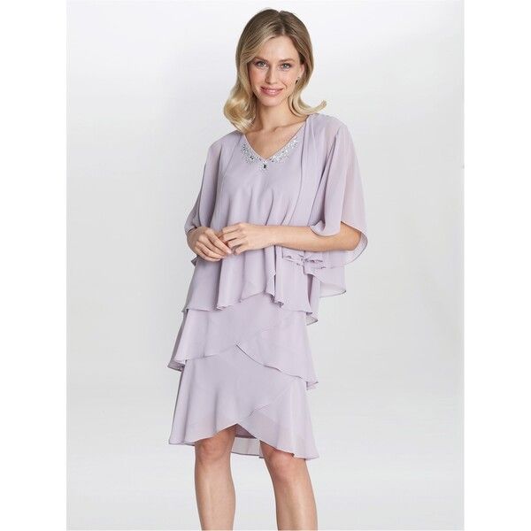 ジーナバッコーニ レディース トップス ワンピース ティアード ジャケット Gina Bacconi Dawn Tiered Dress And Jacket LAVENDER ラベンダー