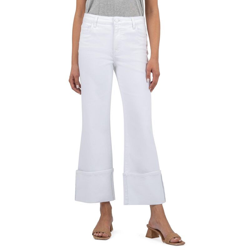 カットフロムザクロス レディース ボトムス デニムパンツ ワイドレッグ KUT from the Kloth Charlotte High Rise Fab Ab Wide LegRoll Up Op