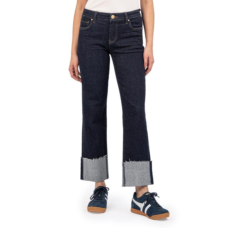 カットフロムザクロス レディース ボトムス デニムパンツ ストレート KUT from the Kloth FAY HIGH RISE FAB AB STRAIGHT LEGROLL UP RAW H