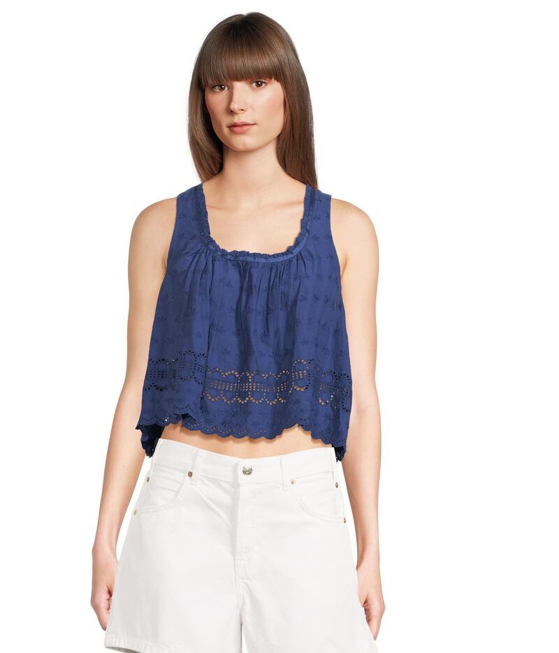 フリーピープル レディース トップス シャツ Free People Marina Eyelet Tank Bellwether Blue ブルー