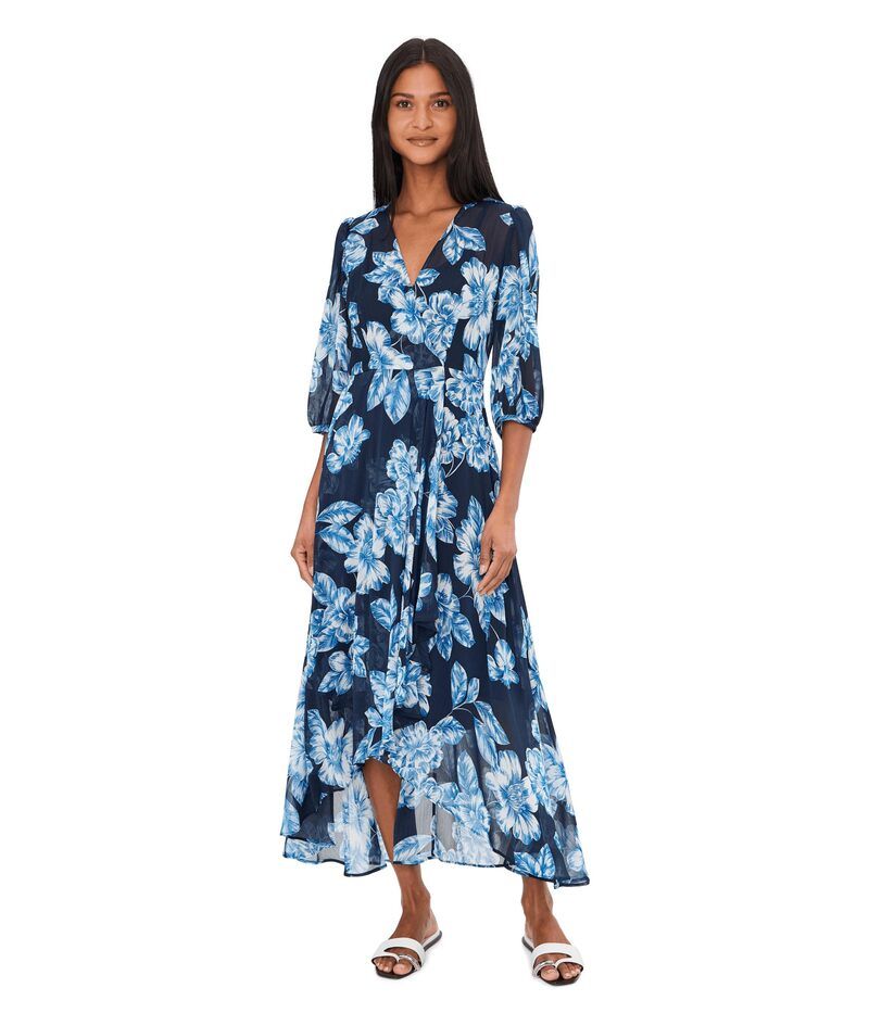 カルバンクライン レディース トップス ワンピース シフォン フラワー柄 マキシ フラワー Calvin Klein 34 Sleeve Floral Chiffon Maxindigo Multi
