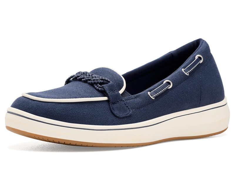 クラークス レディース シューズ スリッポン・ローファー Clarks Breezesky Bay Navy Canvas ネイビー