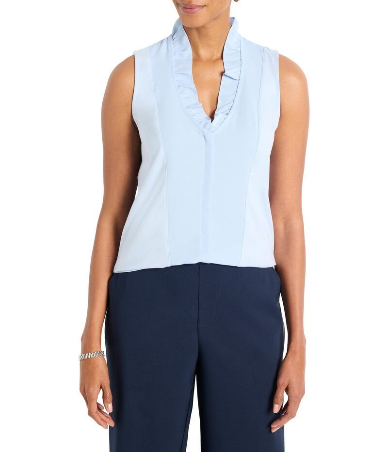 ニックプラスゾーイ レディース トップス シャツ プチ フリル NICZOE Petite Ruffled Around Tank Paper White ホワイト