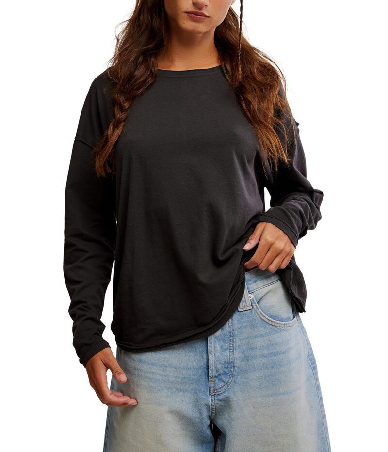 フリーピープル レディース トップス シャツ Tシャツ Free People Nina Tee Long Sleeve Black ブラック