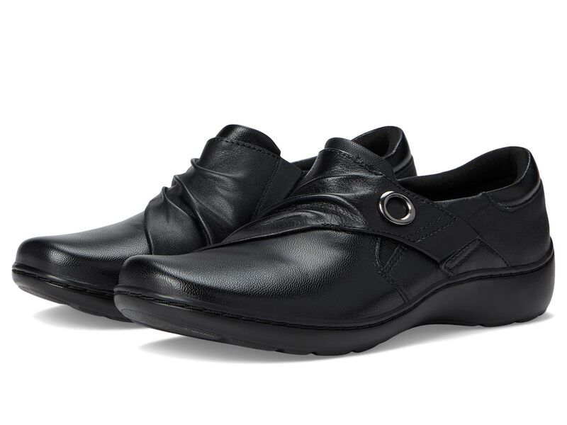 クラークス レディース シューズ スリッポン・ローファー Clarks Cora Aubrie Black Leather ブラック