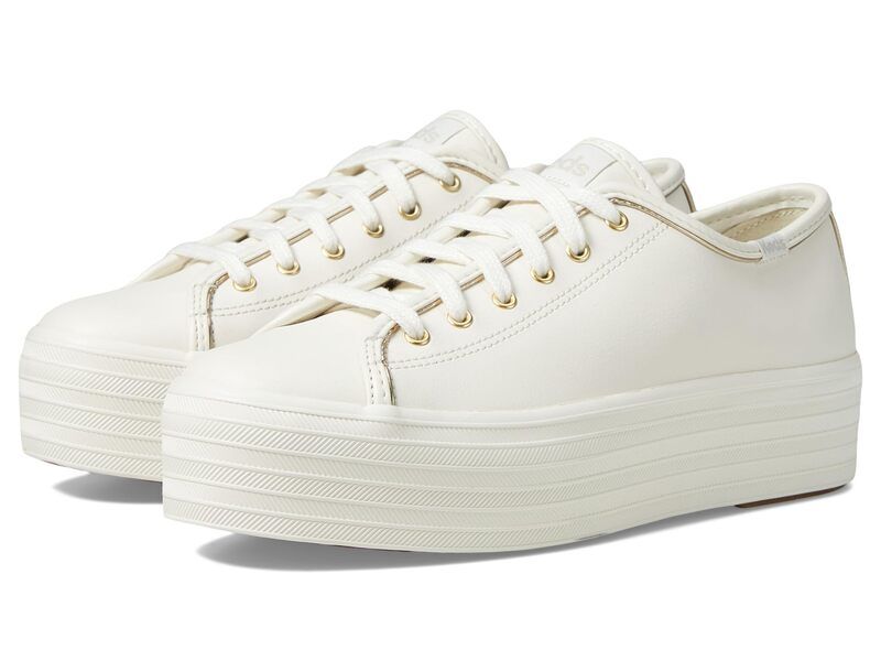 ケッズ レディース シューズ スニーカー レザー Keds Triple Up Leather WhiteGold ホワイト