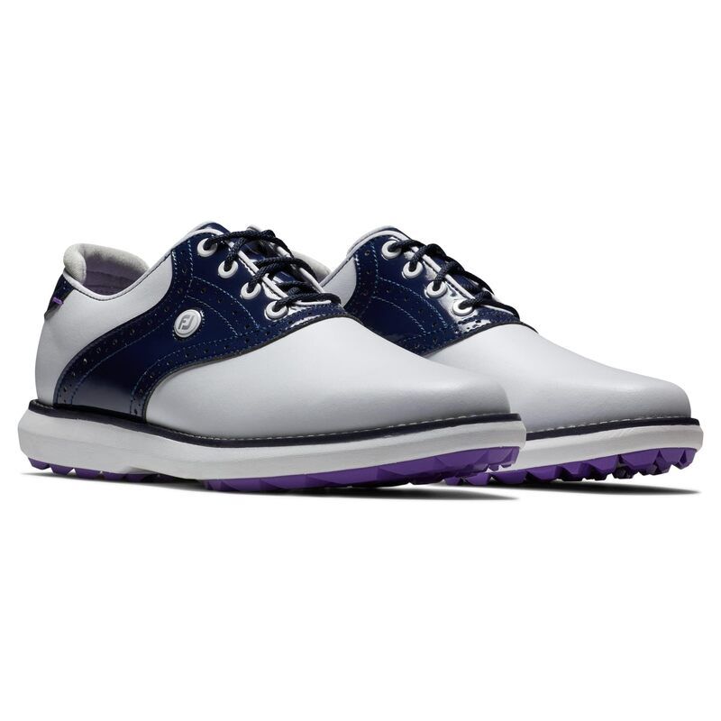 フットジョイ レディース シューズ スニーカー FootJoy Traditions Spikeless Golf Shoes WhiteNavyPurp ホワイト