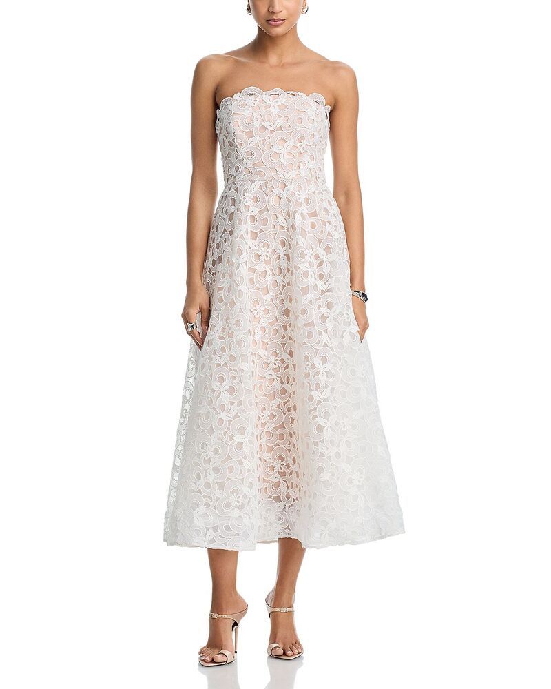 ミリー レディース トップス ワンピース レース MILLY Petunia Lace Gown White ホワイト