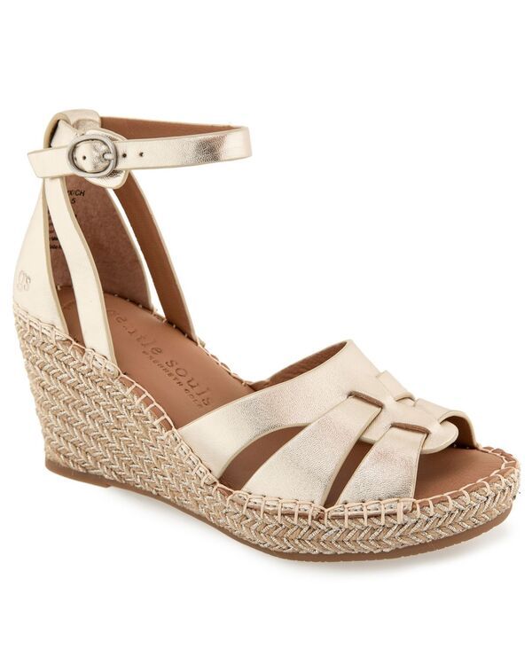 ジェントルソウルズ レディース シューズ サンダル Gentle Souls Womens Cooliespadrille Wedge Sandals Champagne Leather シャンパン