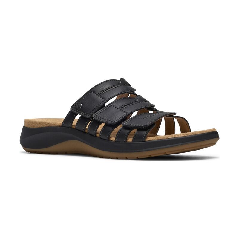 クラークス レディース シューズ サンダル レザー Clarks Maelynn Abby Womens Leather SlipOn Sandals Black ブラック