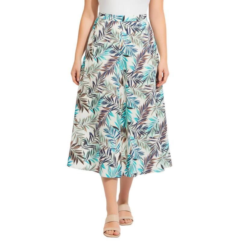 ウーマン ウィズイン レディース ボトムスカート プラスサイズ リネン Woman Within Plusize LinenBlend Skirt White Sunset Palm ホワイト