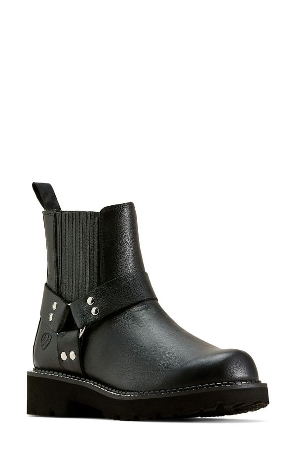 アリアト レディース シューズ ブーツ・レインブーツ チェルシー Ariat Fatbaby Harness Chelsea Western Boot Black Deertan ブラック