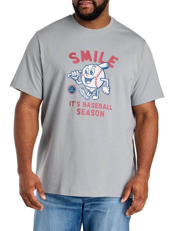ライフイズグッド メンズ トップス Tシャツ トール グラフィック LIFE IS GOOD Big Tall Baseball Season Graphic Tee Grey グレー