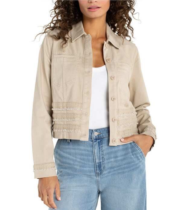 リヴァプール ロサンゼルス レディース アウター コート ジャケット Liverpoolos Angeles Twill Point Collar Long Sleeve Trucker Jacket