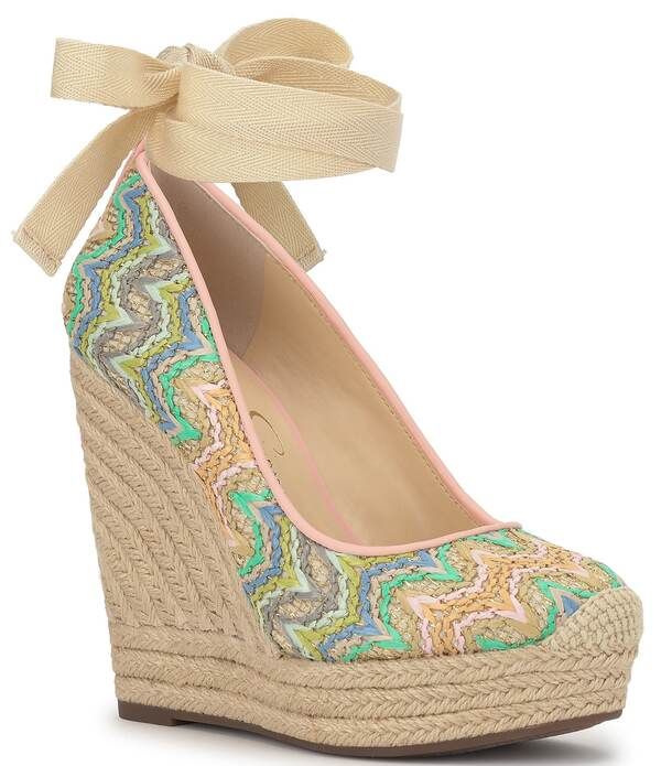 ジェシカシンプソン レディース シューズ スリッポン・ローファー アンクル Jessica Simpson Zexie Chevron Raffiankle Wrap Espadrille Wedge