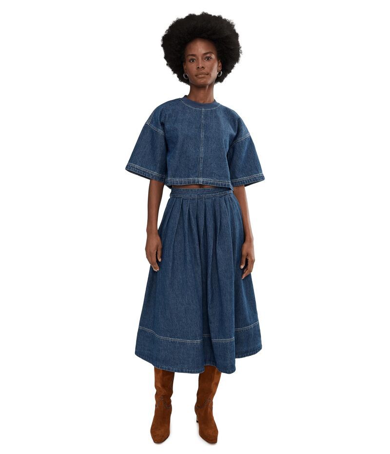 フリーピープル レディース トップス ワンピースカート デニム Free People Westley Denim Skirt Set Deep Sea Wash デニム