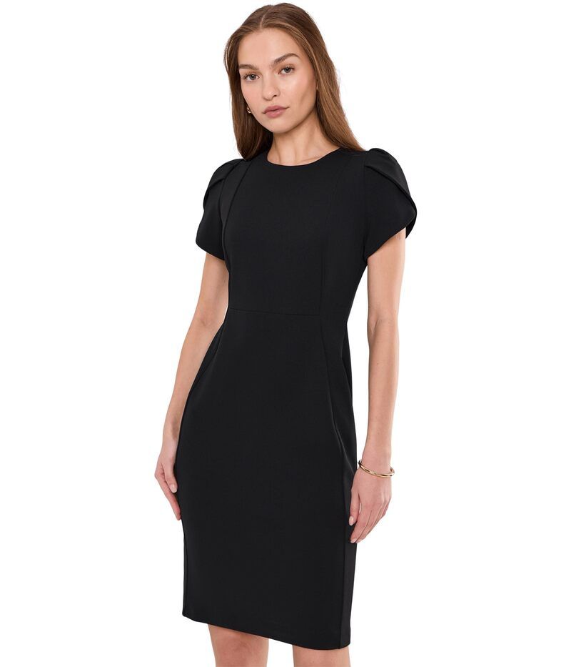 カルバンクライン レディース トップス ワンピース Calvin Klein Tulip Sleeve Solid Sheath Black ブラック