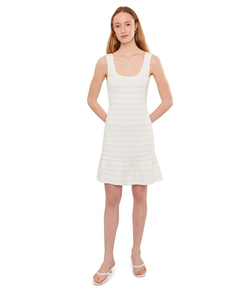 セセ レディース トップス ワンピース ノースリーブ CeCe Pointelle Square Neck Sleeveless Dress Antique White ホワイト