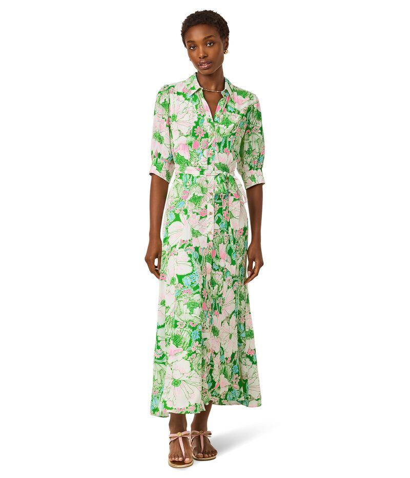 リリーピュリッツァー レディース トップス ワンピース ミディ シャツ Lilly Pulitzer Larkyn Midi Shirtdress Puttingreen P グリーン
