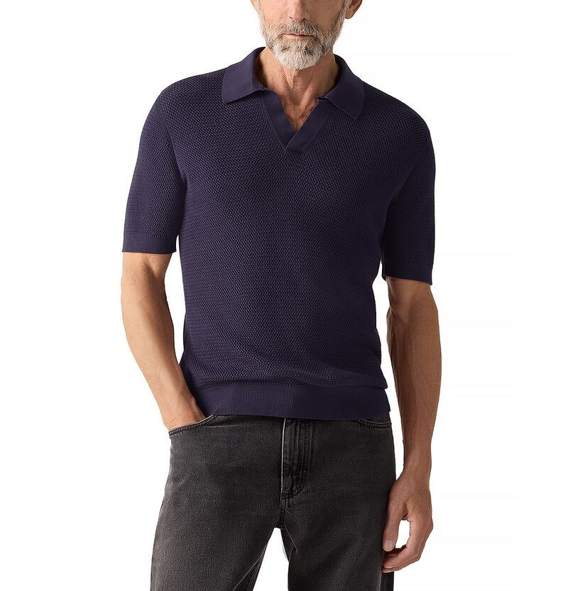 ゼニア メンズ トップス ポロシャツ コットン ZEGNA Premium Cotton Polo Shirt Dark Indigo Blue インディゴ