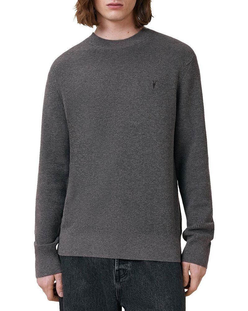 オールセインツ メンズ アウター ニット・セーター クルーネック ALLSAINTS Waffle Crewneck Sweater Monument Grey グレー