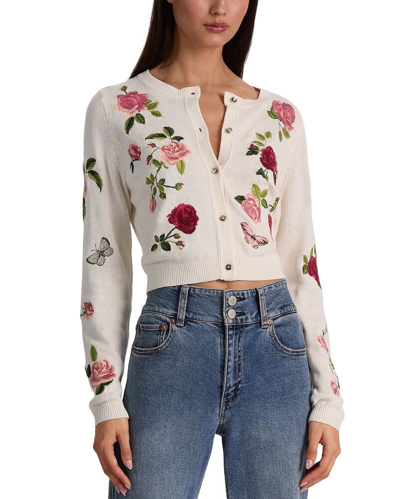 アリスアンドオリビア レディース アウター カーディガン クルーネック セーター Alice and Olivia Dollie Crewneck Cardigan Sweater Garden Go 80,190円