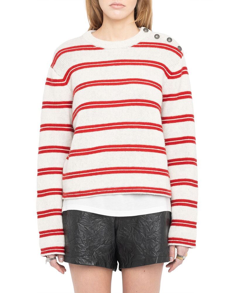 ザディグ エ ヴォルテール レディース アウター ニット・セーター Zadig Voltaire Spikyz Button Shoulder Sweater Gris Chine