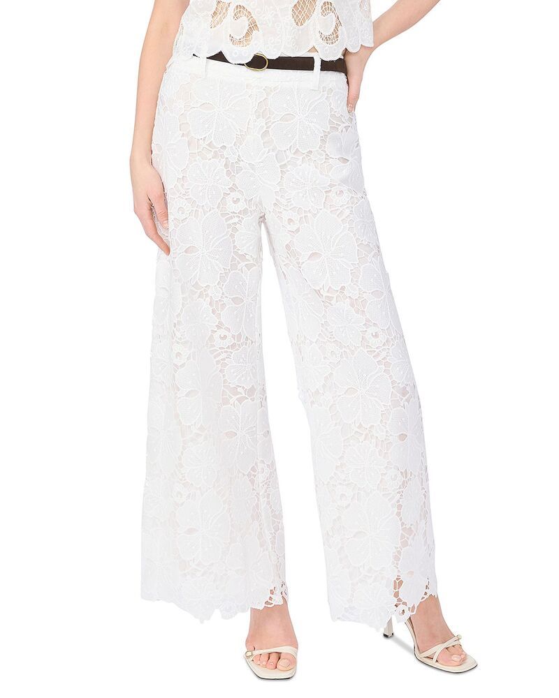 ヴィンスカムート レディース ボトムス カジュアルパンツ ワイドレッグ レース VINCE CAMUTO Wide Leg Pull On Lace Pants Ultra White ホワイト