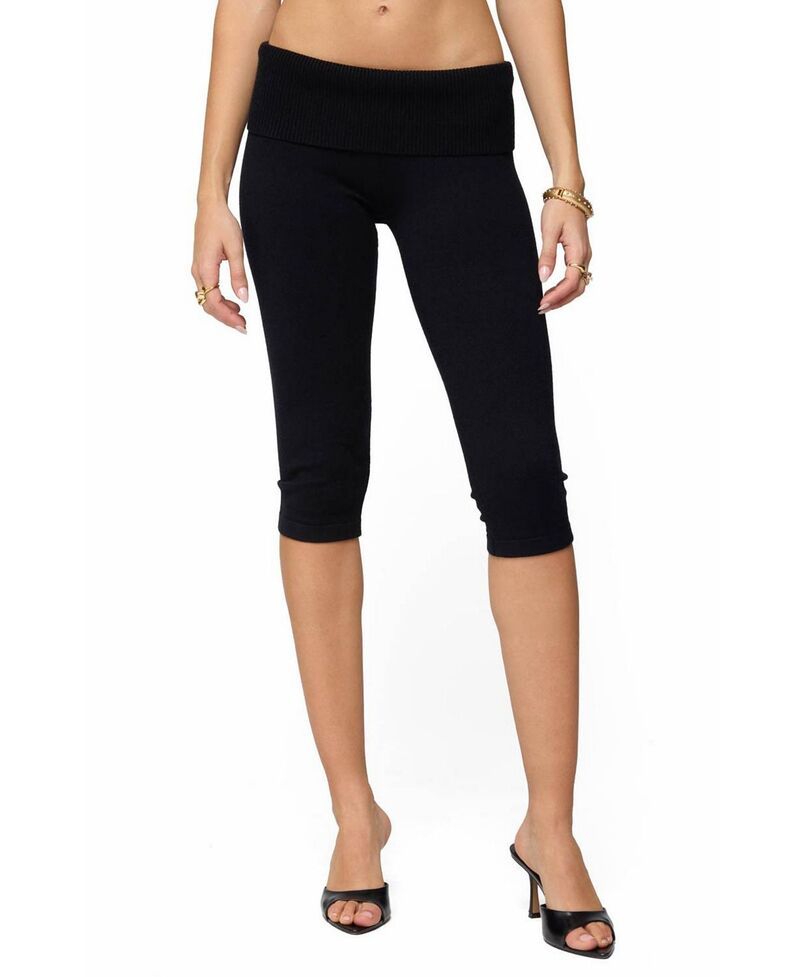 アディクテッド レディース ボトムス カジュアルパンツ キャップ ニット Edikted Skyla Knit Capri Pants Black ブラック