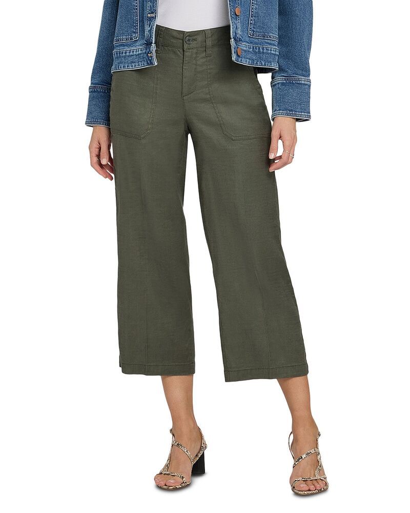 エヌワイディージェイ レディース ボトムス カジュアルパンツ ワイドレッグ プチ キャップ NYDJ Petite Wide Leg Cargo Capri Pants Desert Green グリ