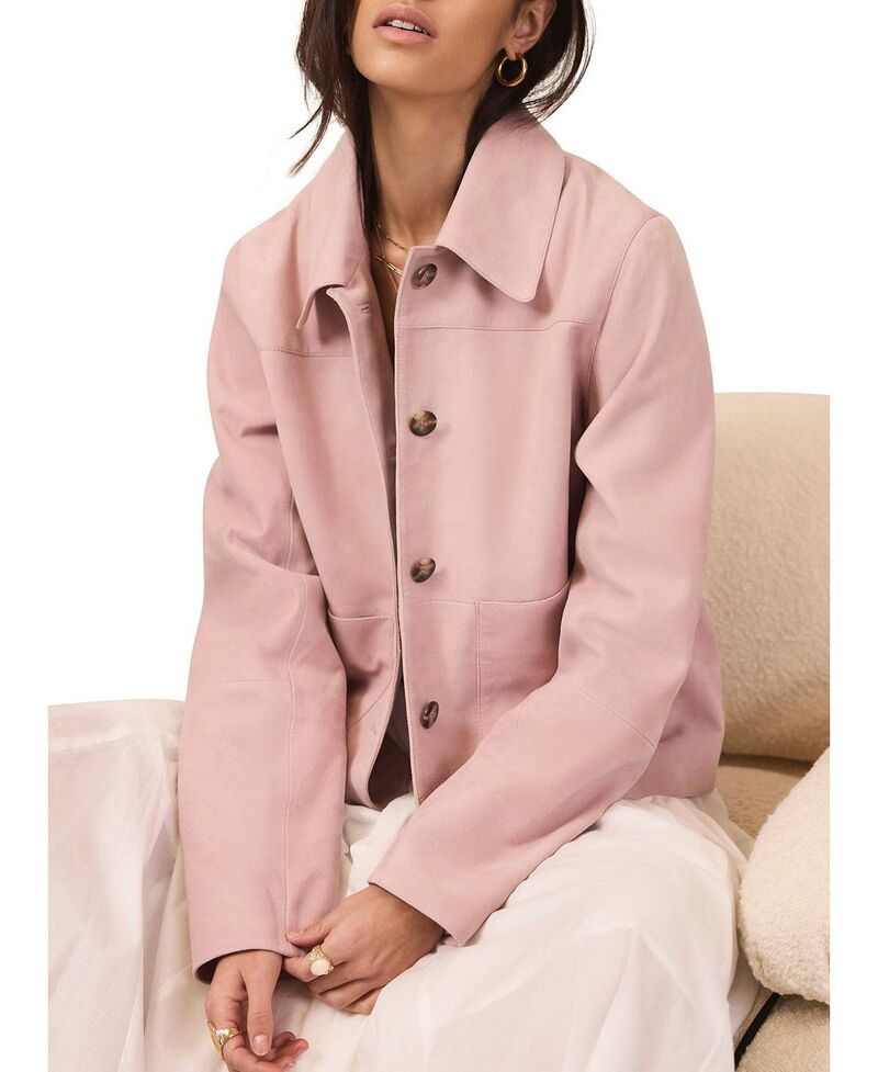 ミルトンベルベット レディース アウター ジャケット・ブルゾン スエード Mint Velvet Womensuede Jacket with Classicollar ButtonFront Poc