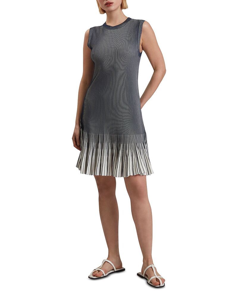 テッドベーカー レディース ボトムスカート Ted Baker Lilyo Textured Striped Flippy Skirt Dress Navy ネイビー