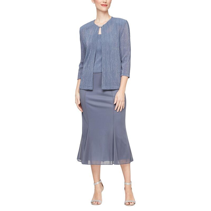 アレックスイブニングス レディース トップス ワンピース ジャケット Alex Evenings Tea Length Jacket Dressteel