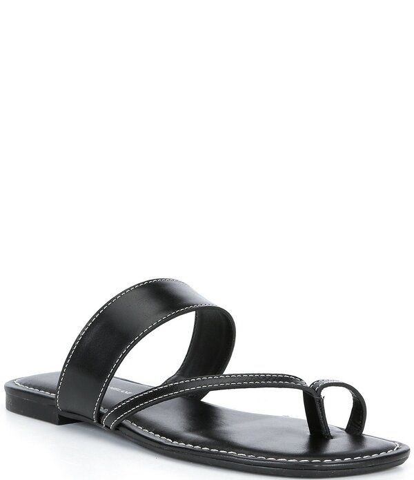 アントニオ メラーニ レディース シューズ サンダル レザー Antonio Melani Jolie Leather Toe Loop Flat Sandals Black ブラック