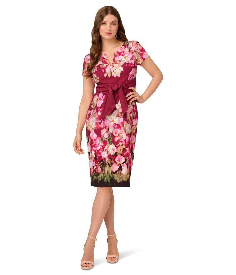 アドリアナ パペル レディース トップス ワンピース Adrianna Papell Tie Front Stretch Twill Dress Berry Multi マルチカラー