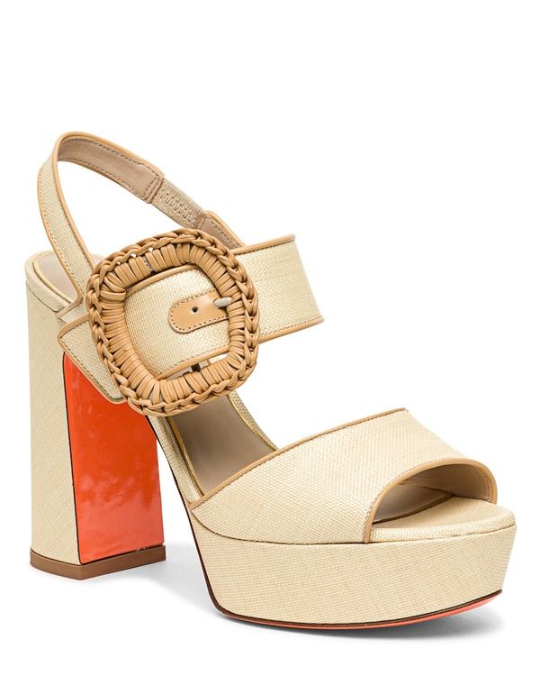 サントーニ レディース シューズ サンダル レザー ヒール Santoni Womens Leather HighHeel Sandal Natural