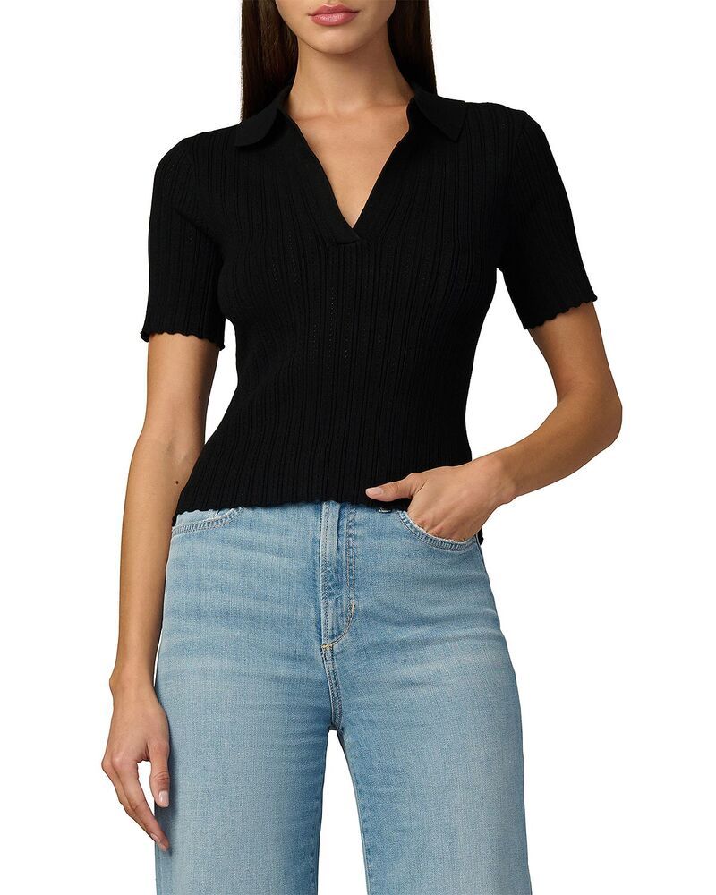 ジョーズジーンズ レディース トップス ポロシャツ Joes Jeans The Jess Pointelle Polo Black ブラック