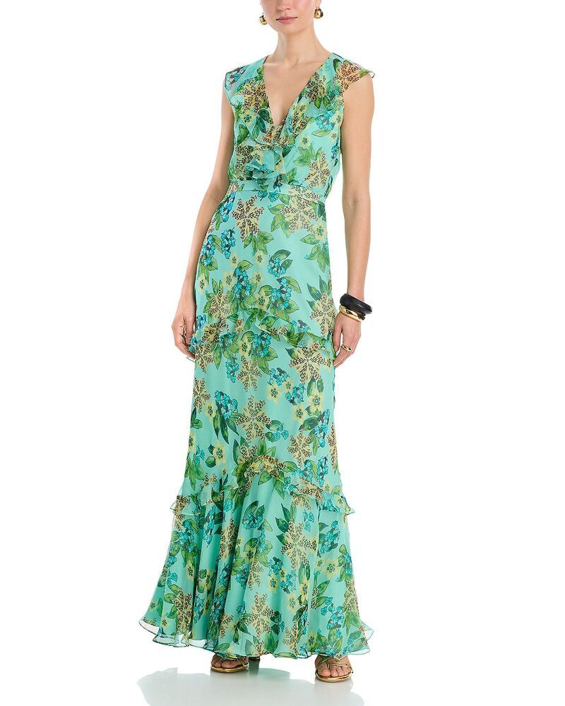 サローニ レディース トップス ワンピース シルク SALONI Rita Silk Dress Fiori Mint ミント