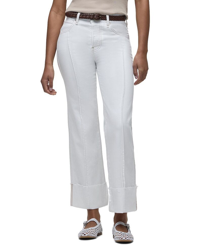 ハドソン レディース ボトムス デニムパンツ ワイドレッグ ジーンズ Hudson Rosie Pintucked Cuffed Wide Leg Jeans White ホワイト