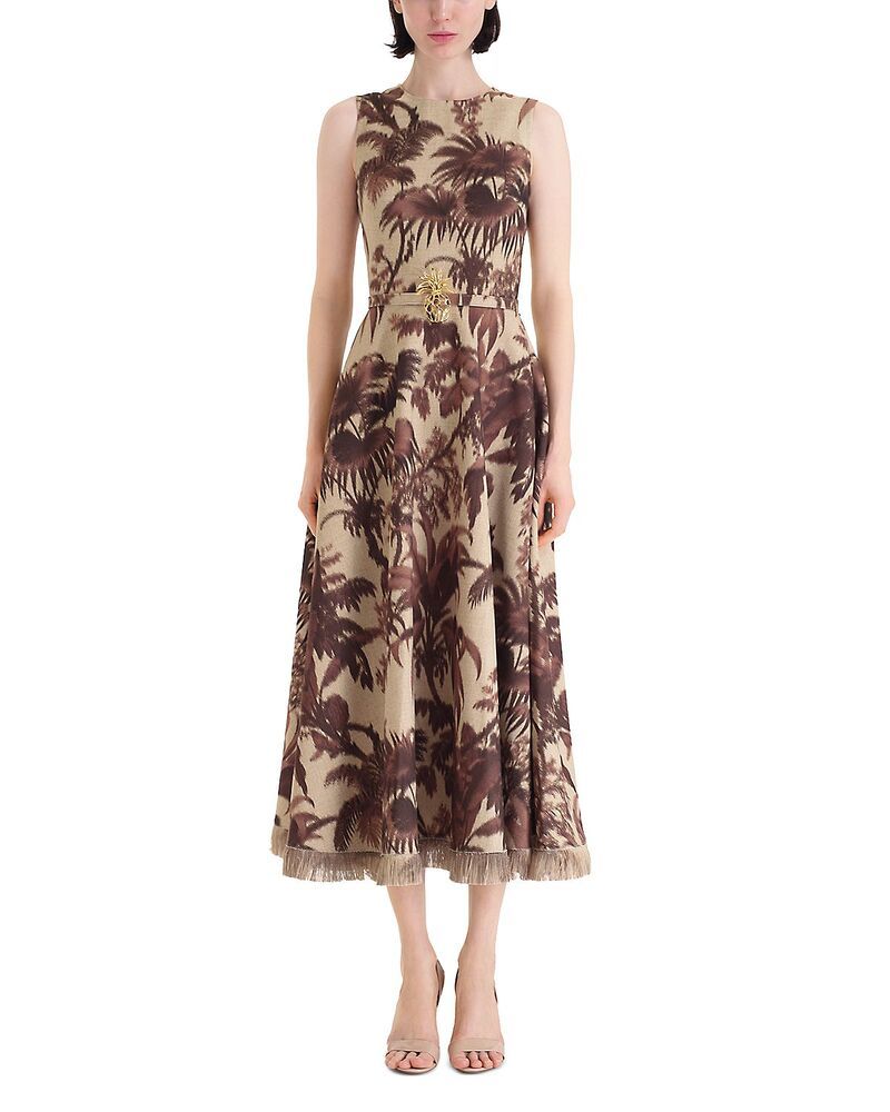 オスカー デ ラ レンタ レディース トップス ワンピース Oscar de la Renta Large Chine Palm Leaves Dress EspressoIvory アイボリー 459,920円
