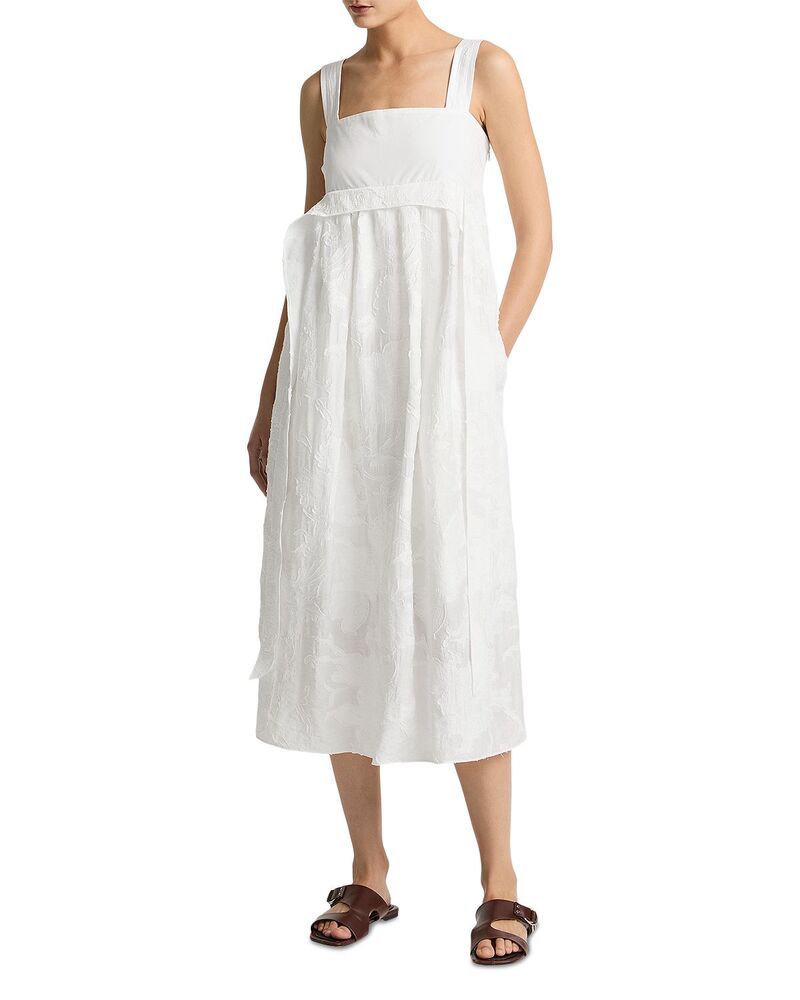 ヴィンス レディース トップス ワンピース ミディ Vince Textured Midi Dress Off White オフホワイト