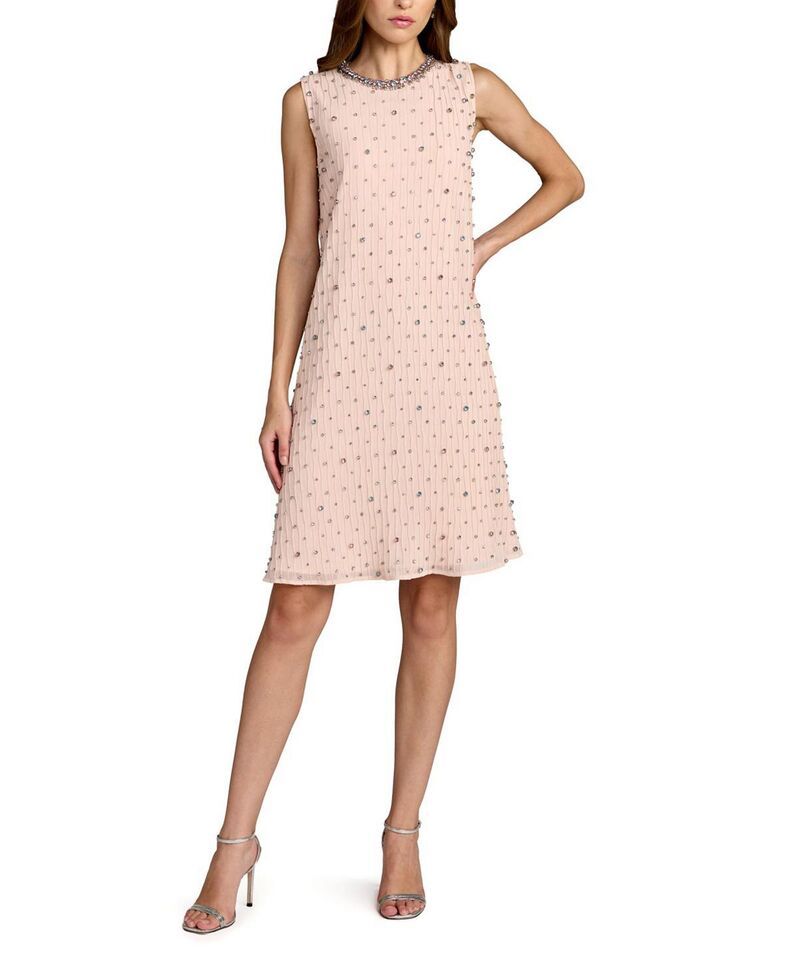 マックダガル レディース トップス ワンピース ミニ ノースリーブ Mac Duggal Beaded Sleevelesshift Mini Dress Blush Multi ブラッシュ