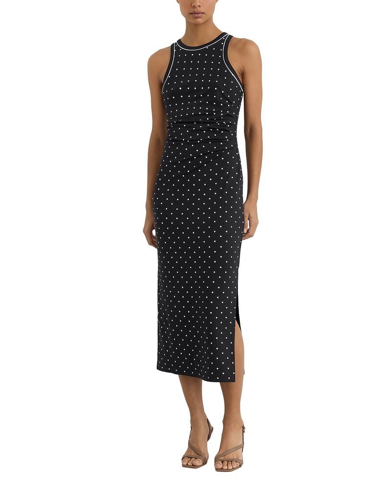 レイス レディース トップス ワンピース ジャージー REISSpotted Jersey Racerback Dress NavyIvory アイボリー
