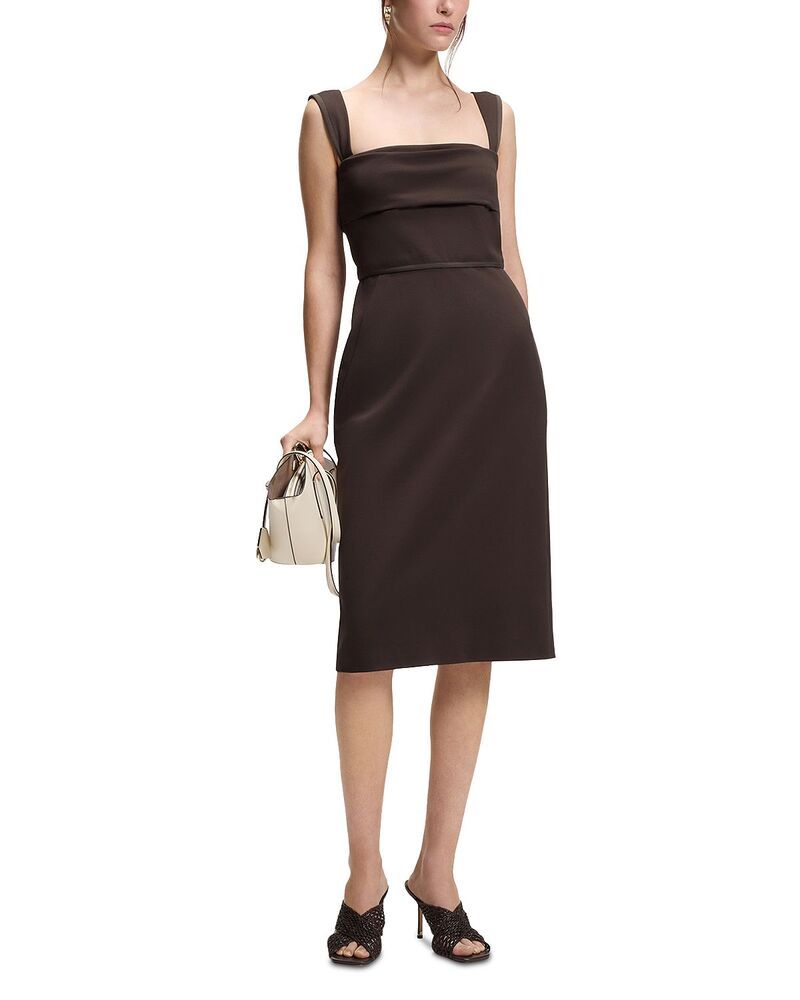ボス レディース トップス ワンピース ジャージー BOSS Drapera Jersey Dress Exclusive Dark Brown ブラウン
