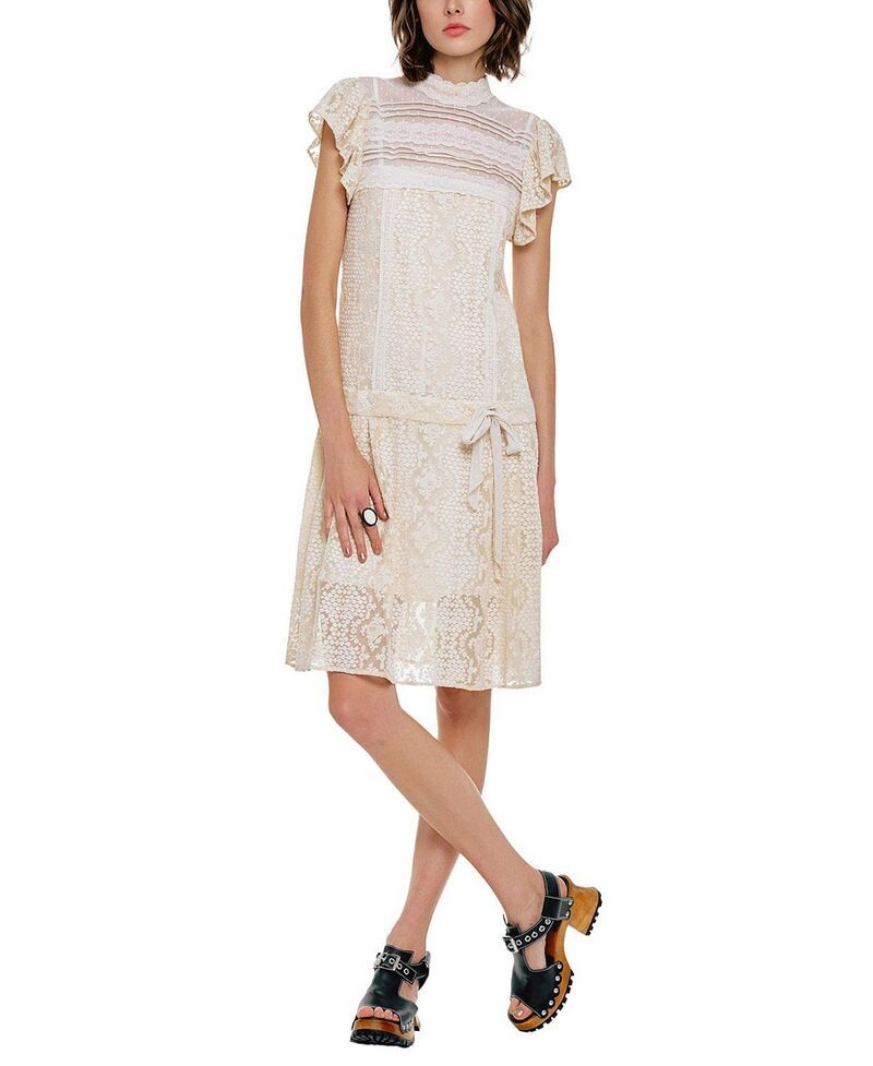 アナスイ レディース トップス ワンピース レース Anna Sui Victorian Lace Combo Drop Waist Dress Ivory アイボリー