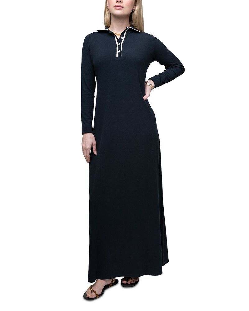 ポイント レディース トップス ワンピース ポロシャツ マキシ Point Polo Maxi Dress Navy ネイビー